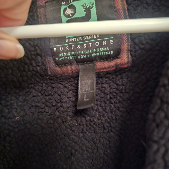 Hippy Tree Men's Plaid Shirt Jacket in Orange and Black - Picture 3 of 3